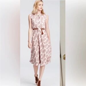 Ann Taylor Paisley Tie Neck Midi dress size 10